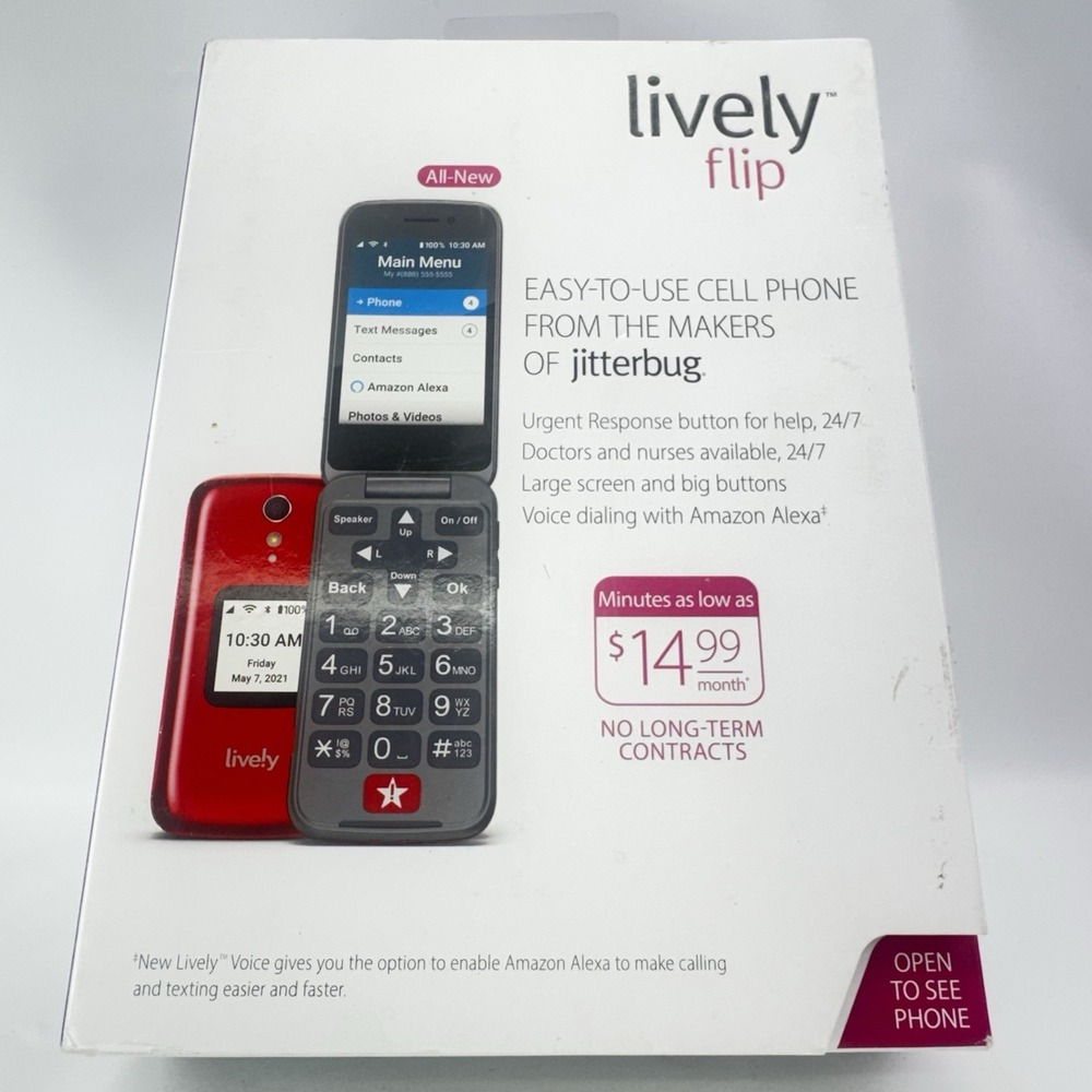New Lively Flip Jitterbug Flip 2 Cell Phone for Seniors RED